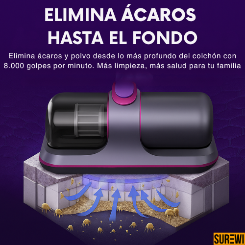 ChatGPT said:
Mini aspiradora, Antiácaros, Succión 12 000 Pa, Golpe doble, Luz UV, Triple esterilización, Filtro HEPA, Inalámbrica, Boquilla 25 cm, Limpieza profunda, Purificación de aire, Descanso saludable, Eliminación de alérgenos, Hogar libre de polvo, Aire puro, Ambiente sin bacterias, Compacta, Recargable USB-C, Potencia profesional, Fácil de usar