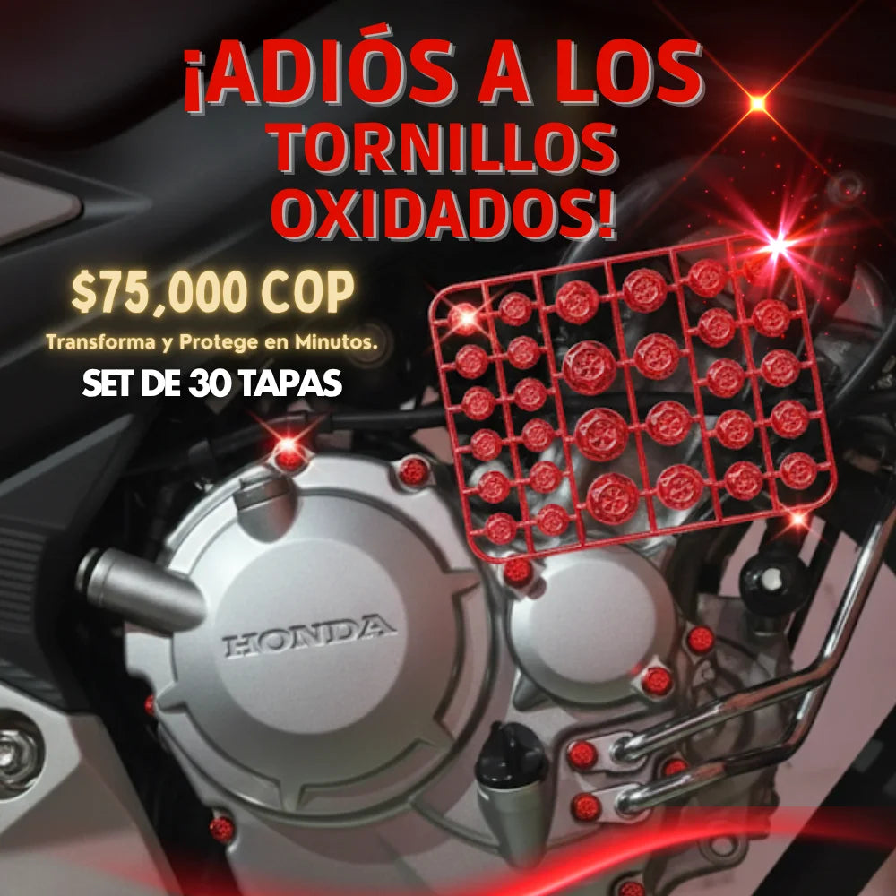 ¡Dile Adiós al Óxido! Set de 30 Tapas Decorativas Metálicas para Tornillos de Moto.
