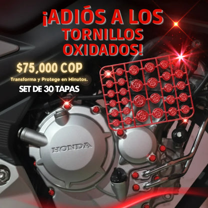 ¡Dile Adiós al Óxido! Set de 30 Tapas Decorativas Metálicas para Tornillos de Moto.