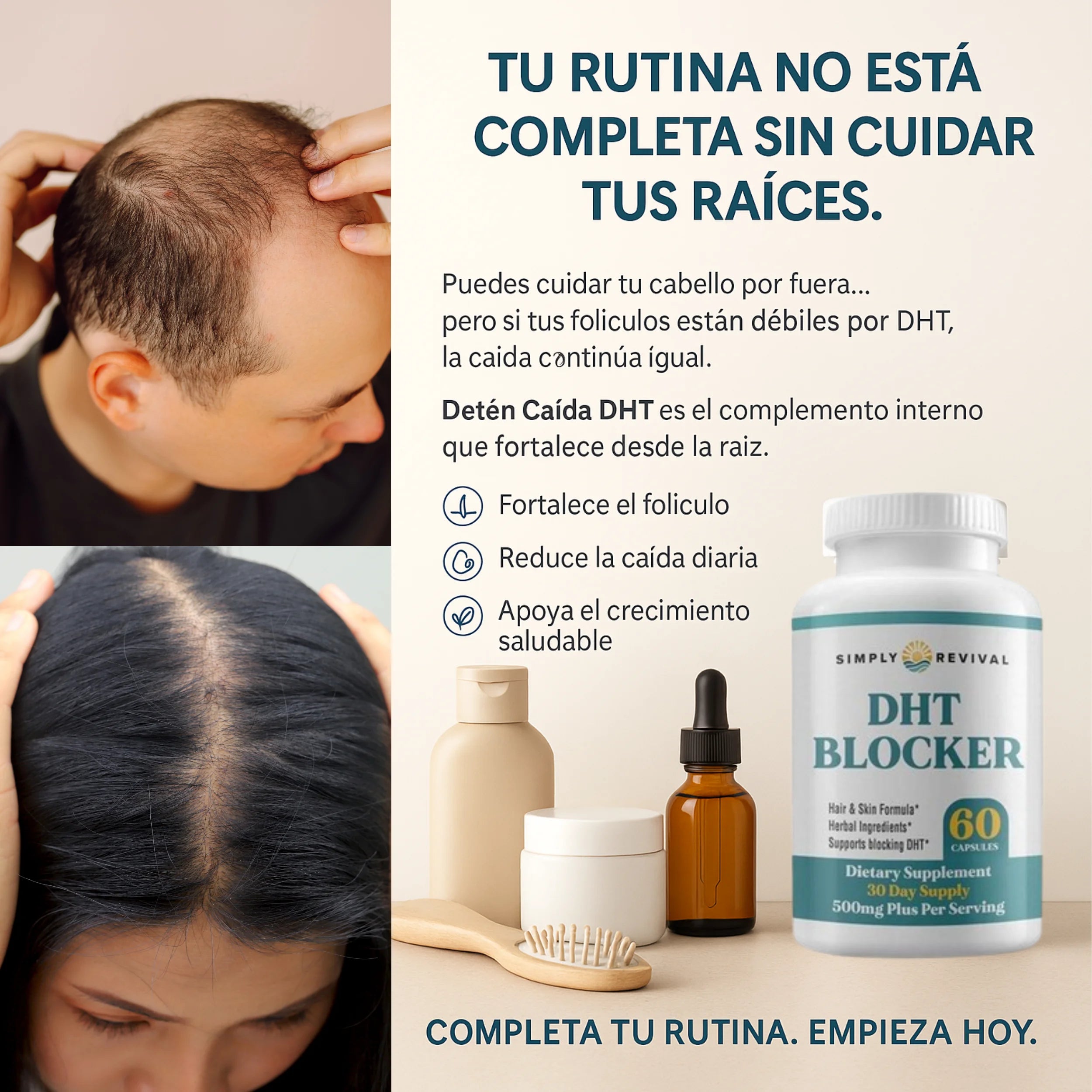 Detén Caída DHT – Suplemento Herbal para Freno de Caída y Mayor Densidad Capilar