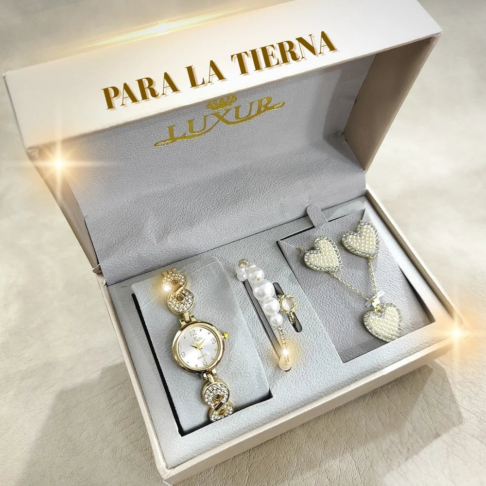 Set 5 Piezas de Lujo Dorado para Dama. Tu Estilo, tu Declaración.