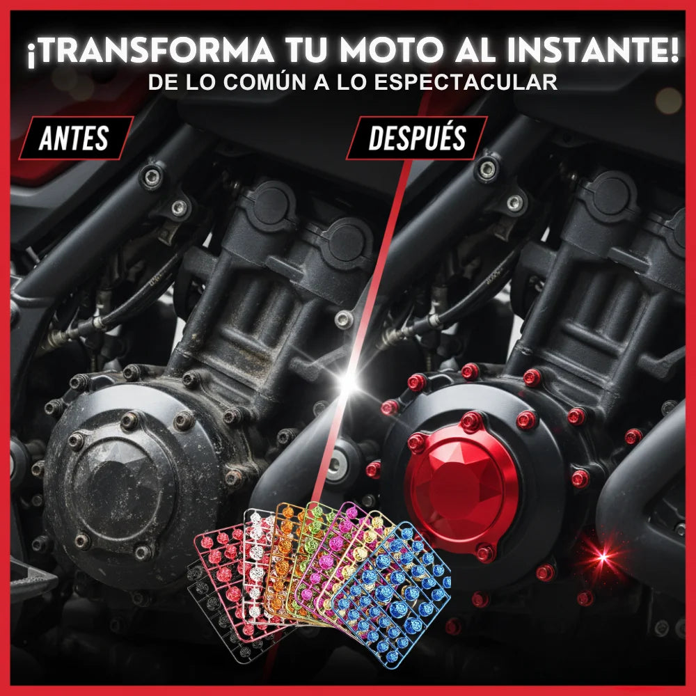 ¡Dile Adiós al Óxido! Set de 30 Tapas Decorativas Metálicas para Tornillos de Moto.
