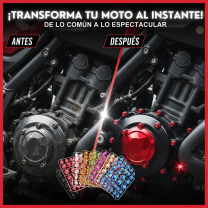 ¡Dile Adiós al Óxido! Set de 30 Tapas Decorativas Metálicas para Tornillos de Moto.