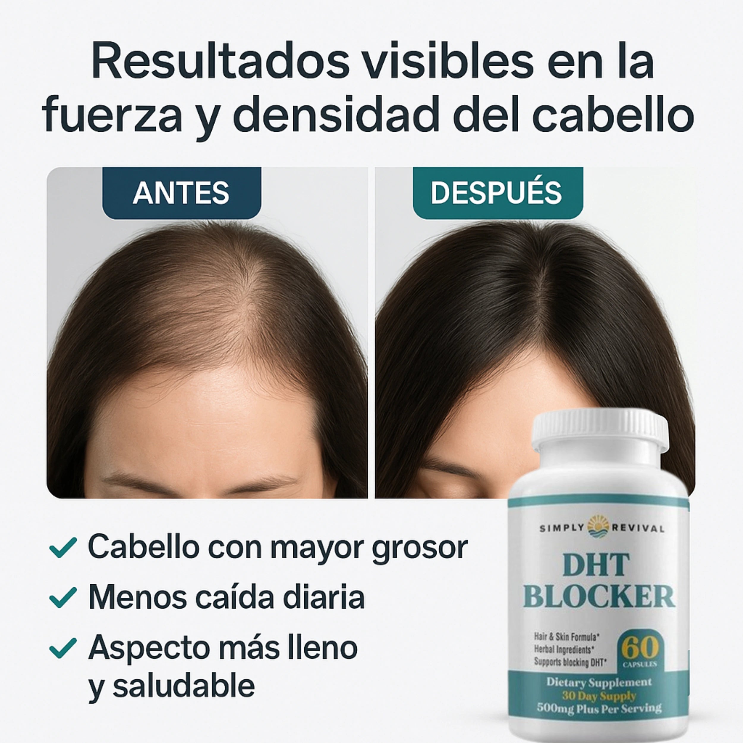 Detén Caída DHT – Suplemento Herbal para Freno de Caída y Mayor Densidad Capilar