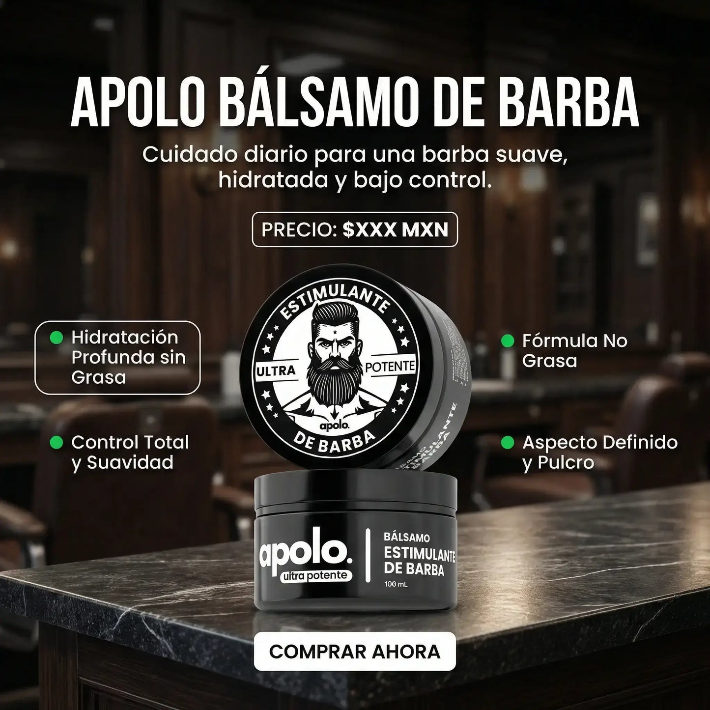 Bálsamo para Crecimiento de Barba Ultra Potente con Minoxidil 20% | 100mL
