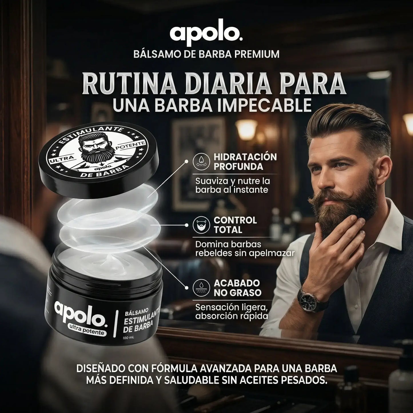 Bálsamo para Crecimiento de Barba Ultra Potente con Minoxidil 20% | 100mL